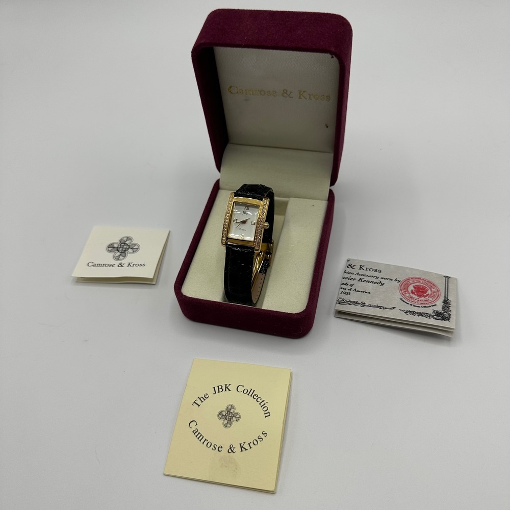 Camrose & Kross JBK Jacqueline Kennedy Watch Gold Tone Box Papers - NEW BATTERY